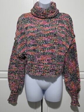 Wild Fable Womens Multicolor Oversized Marled Chunky Knit Turtleneck Sweater
